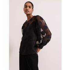 Phase Eight Siera Spot Jacquard Blouse - Black