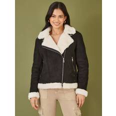 Shearling Jackets Yumi Faux Shearling Biker Jacket - Black