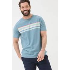 Fatface Chest Stripe TShirt - Dusky Blue