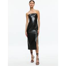 Polyurethane Dresses Alice + Olivia Kelly Vegan Leather High Slit Midi Dress Black