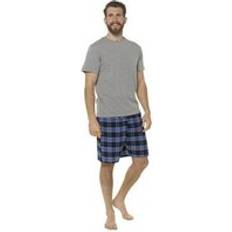 Algodón Pijamas Jersey Checked Short Lounge Set - Grey