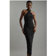 Long Dresses - Mesh Karen Millen Studded Mesh Maxi Dress - Black