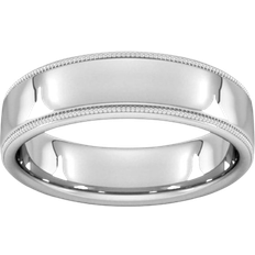 Goldsmiths Traditional Court Standard Milgrain Edge Wedding Ring 6mm - Silver