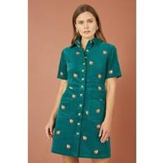 Corduroy Dresses Yumi Teal Cord Shirt Dress - Teal/Multi