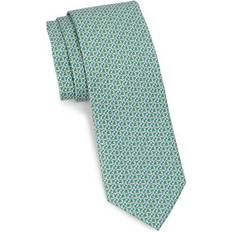 Green Ties Ferragamo Silk Classic Chain Link Tie - Green
