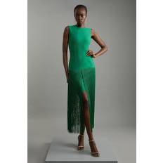 Karen Millen Figure Form Bandage Tassel Hem Dress - Green