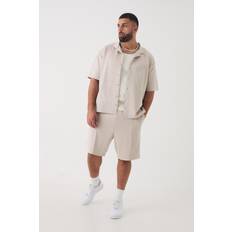 4XL - Herren Anzüge boohooMAN Plus Scuba Hemd & Shorts - Grau