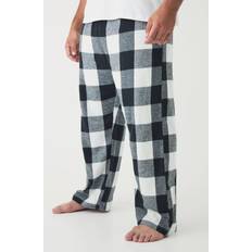 5XL Yöasut boohooMAN Plus Brushed Check Loungewear Bottoms - Black