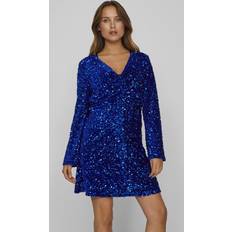 Vila Dame Kjoler Vila Wide Sleeve Glitter Dress - Blå