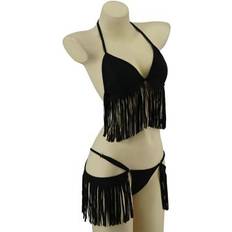 Black Bikini Sets Fringe 2-Piece Bikini Set - Black