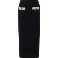 Alpaca Skirts Alessandra Rich Alpaca Knitted Midi Skirt - Black