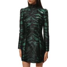 Dolce & Gabbana Green Dresses Dolce & Gabbana Metallisk Kjole Lange Ermer Svart/Grønn