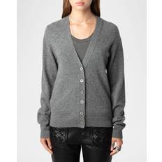 Cachemira Cárdigans Zadig & Voltaire Jemmy Elbow-Patch Cashmere Cardigan Gray