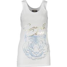 Cavalli Class Chic Cotton Tank Top - White Tiger Print