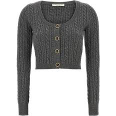 Kasjmier - Vrouw Vesten Alessandra Rich Rich-Cropped Wool Cardigan - Grigio