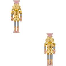 Lele Sadoughi Nutcracker Button Earrings - Metallic Gold