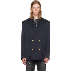 Balmain Kavajer Balmain PB Labyrinth Satin Jacquard Blazer - Blue