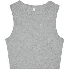 Bella+Canvas Heather Micro-Rib Cropped Muscle Tank Top - Athletic Grey