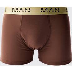 Boxers - Brown Men's Underwear boohooMAN Dash Gold Waistband Boxer - Brown