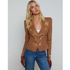Leather Blazers L'agence Bethany Leather Tapered Blazer - Soft Cognac