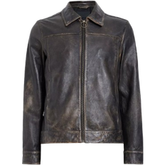 Leather - Man Jackets AllSaints Alkan Zip Up Two Tone Leather Jacket - Vintage Black