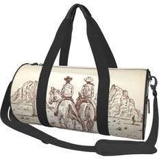 Duffel Bags & Sport Bags Bingfone The Bear Essentials Outdoors, Two Cowboys Riding Horses In The Desert Print Gym Duffle Backpack for Men Women Travel Weekender Carry-On Bags with Detachable Back Pack Straps for Traveling Overnight Climb Sports