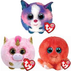 TY Puffies Soft Plush Toy Multipack Fantasia, Cleo, Sheldon 4 Inch Collectible Cuddly Stuffed Beanie Baby Teddy x3