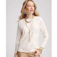 Sequins Tops Chico's Scattered Sequin Pullover Sweater - English Cream