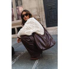 Western Buckle Slouchy Tote Bag - Brown
