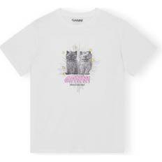 Ganni L T-skjorter Ganni Basic Jersey Kittens Relaxed T-Shirt - Bright White