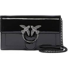 Carteras Pinko Patent Bird Buckle Wallet - Noir Limousine Color Block