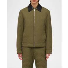 Ferragamo Men Outerwear Ferragamo Men's Monogram Jacquard Jacket - Olive