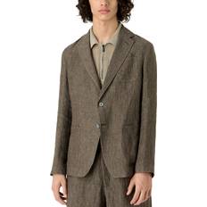 Lino Giubbotti Emporio Armani Crepe Delave Linen Single Breasted Jacket - Brown