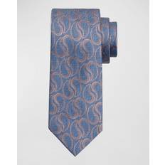 Linen Ties Brioni Silk-Linen Jacquard Paisley Tie - Bluepink