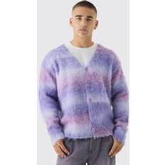 Herren - Lila Cardigans boohooMAN Mens Oversize Strick Cardigan - Lila