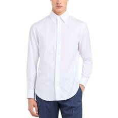 Emporio Armani White Shirts Emporio Armani Cotton Shirt with Allover Micro Jacquard Motif - White