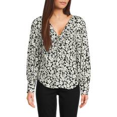 Tencel Blouses Rebecca Taylor Paige Floral Top - White Black