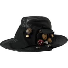 Dolce & Gabbana Women Hats Dolce & Gabbana Crystal Stud Wide Brim Hat Black