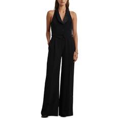 Polo Ralph Lauren Women Jumpsuits & Overalls Polo Ralph Lauren Satin-Trim Crepe Sleeveless Jumpsuit - Black