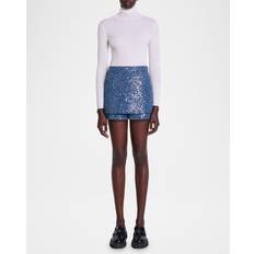 Blue - Short Skirts Maje Short Trompe 'Œil En Tweed - Bleu Argente