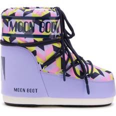 Moon Boot Icon Low Optical-Print Boots - Lilac/Cyber Lime