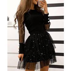 Autumn Glamorous Wedding Guest Mini Dress - Brown