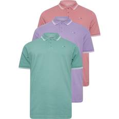 Multicoloured Polo Shirts BadRhino Big & Tall Tipped Polo Shirts 3-pack - Mineral Blue/Rose Pink/Violet Purple