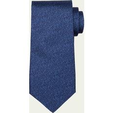 Seta Cravatte Ferragamo Embroidered-Print Silk Tie - Blue