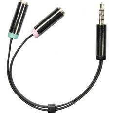 Deltaco 3.5mm - 2x3.5mm (4-pole) M-F