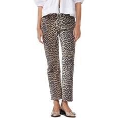 Ganni Dame Jeans Ganni Print Denim Betzy Cropped Leopard Flared Jeans - Brun