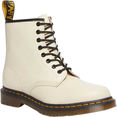 Men - White Lace Boots Dr. Martens 1460 Smooth Leather Lace Up Boots - Parchment Beige