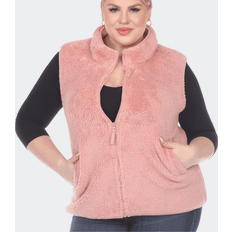 Pink Vests White Mark Plus Size Zip Up Sherpa Vest - Pink