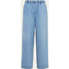 Prada Women Jeans Prada Elastic Waist Denim Bleached Pants - Sky