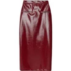 MSGM Faux Leather High Waist Skirt - Red